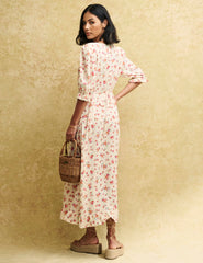 White Ditsy Floral Delilah Midi Dress
