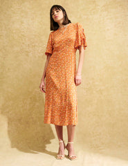 Fearne Cotton Orange Stripe Floral Elka Midi Dress
