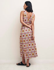 Sunflower Crochet Print Helena Midi Dress