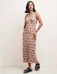 Sunflower Crochet Print Helena Midi Dress