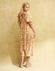 Fearne Cotton Yellow Floral Martina Midi Dress