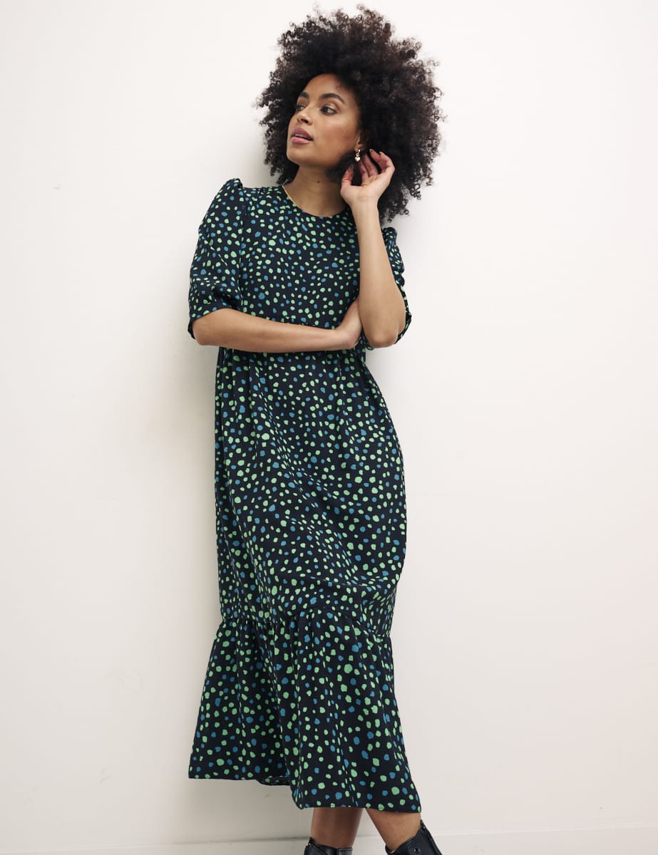 Green Scattered Spot Rachel Midi Dress