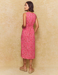 Pink Strawberry Print Sandra Midi Dress