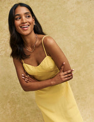 Yellow Pipin Midi Dress