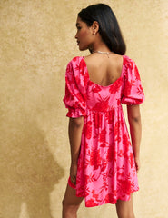 Pink Big Floral Martina Mini Dress
