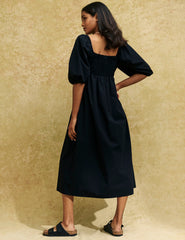 Black Kylie Midi Smock Dress