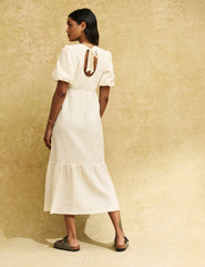 White Kelsie Smock Midi Dress