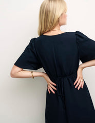 Black Linen Dee Dee Midi Tea Dress