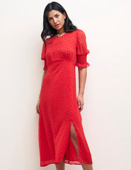 Red Floral Luna Midi Shift Dress