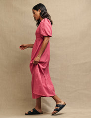 Pink Kelsie Smock Midi Dress