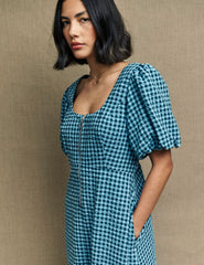 Fearne Cotton Blue Gingham Check Gwen Midi Dress