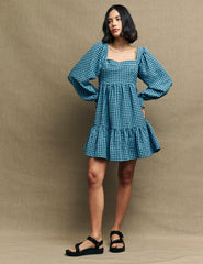 Fearne Cotton Blue Gingham Check Ayla Mini Dress