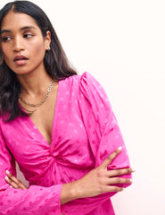 Pink Jacquard Katty Mini Dress