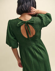 Khaki Green Kelsie Smock Midi Dress