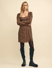 Leopard Print Valentina Long Sleeve Mini Dress