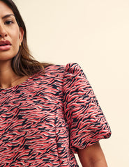 Pink Tiger Jacquard Davina Mini Shift Dress