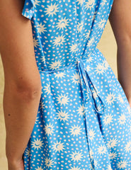 Blue Sun Print Lily Midi Tea Dress