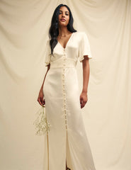 Ivory Satin Erin Bridesmaid Maxi Dress