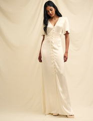 Ivory Satin Erin Bridesmaid Maxi Dress