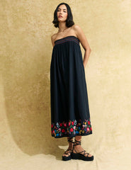 Black Tallie Embroidered Midi Dress