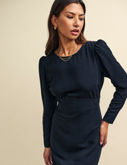 Black Gemma Panelled Waist Midaxi Dress