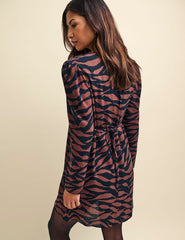 Tiger Print Long Sleeve Lily Mini Dress