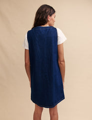 Dark Denim Pinafore Kacey Mini Dress