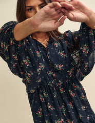 Black Ditsy Floral Tilda Chiffon Mini Dress