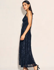 Black Lace Camille Slip Midaxi Dress