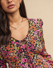Pink Wildflower Lily Midi Dress