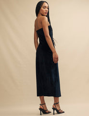 Black Velvet Bandeau Midaxi Dress