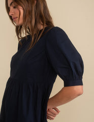 Navy Rochelle Midi Smock Dress