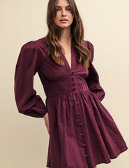 Plum Starlight Long Sleeve Mini Dress