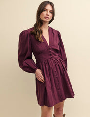 Plum Starlight Long Sleeve Mini Dress