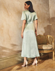 Sage Green Satin Erin Bridesmaid Midaxi Dress