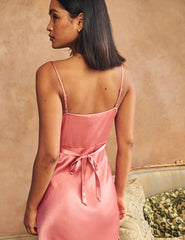 Blush Pink Satin Trixie Bridesmaid Midaxi Dress