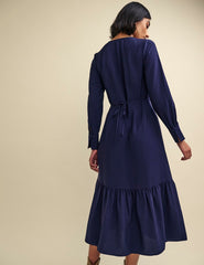 Navy Sam Midi Wrap Dress