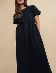 Black Maine Smock Midi Dress