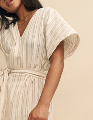 Cream Stripe Louisa Wrap Midi Dress