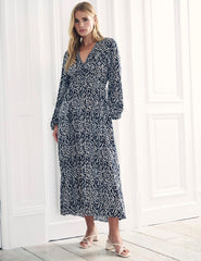 Black Printed Iris Midi Dress