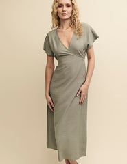 Sage Green Wrap Anola Midi Dress