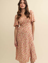 Brown Floral Dee Dee Midi Dress