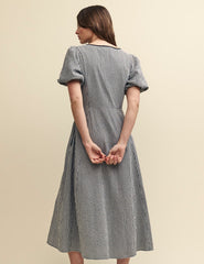 Black Gingham Tie Detail Bertie Midi Dress