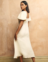 Cream Puff Sleeve Zora Midaxi Dress
