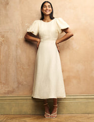 Cream Puff Sleeve Zora Midaxi Dress