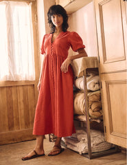 Red V-Neck Starlight Midi Dress