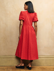 Red V-Neck Starlight Midi Dress