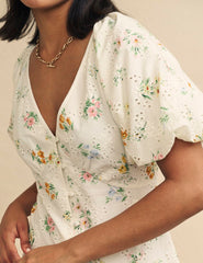 White Floral Broderie Lennox Midi Dress