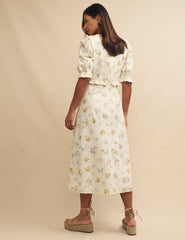 White Floral Broderie Felicia Midi Tea Dress