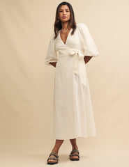 Cream Regan Wrap Midi Dress